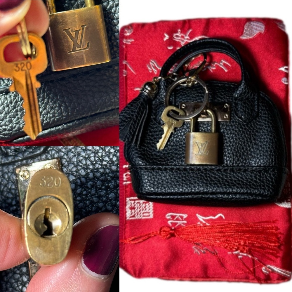 Vintage Louis Vuitton Padlock & Key 320 on an AirPod Mini Purse Keychain